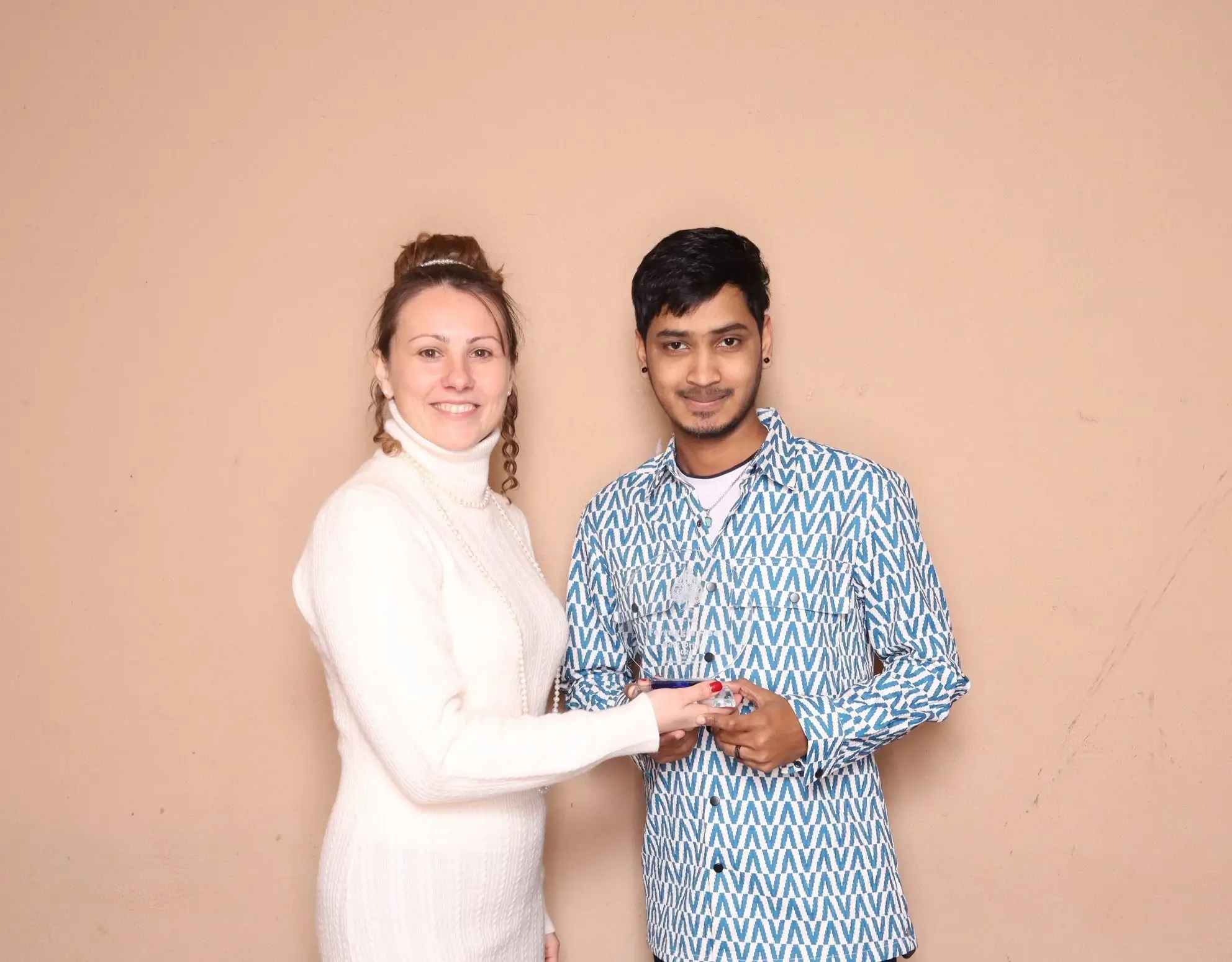 Olga with an employee