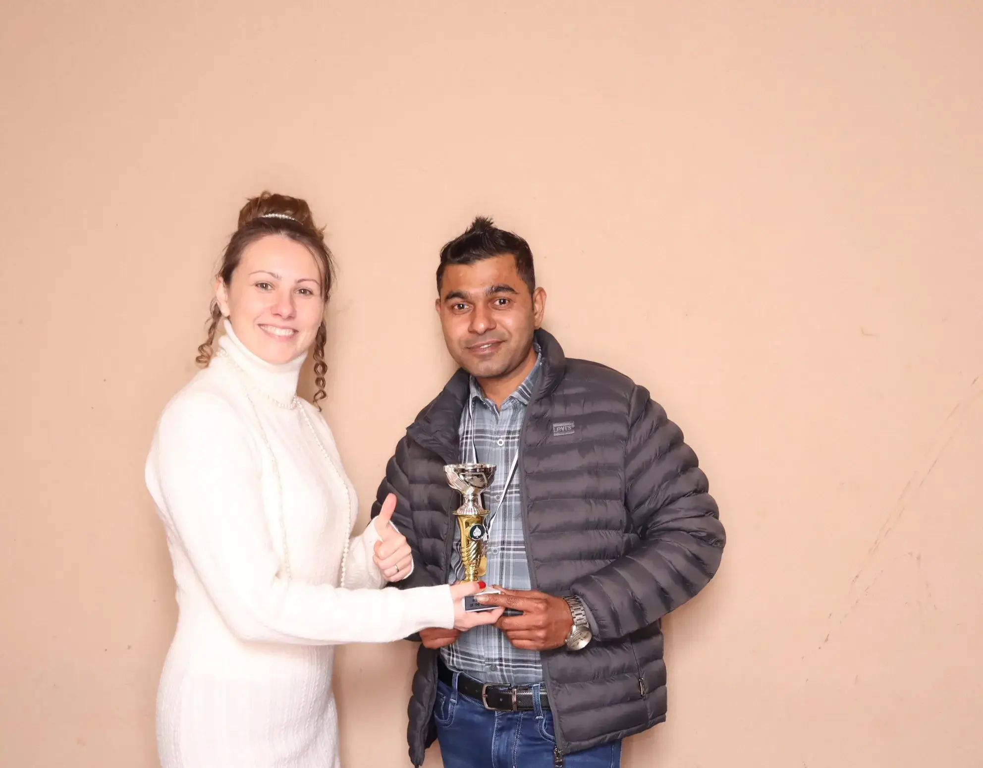 Olga with an employee